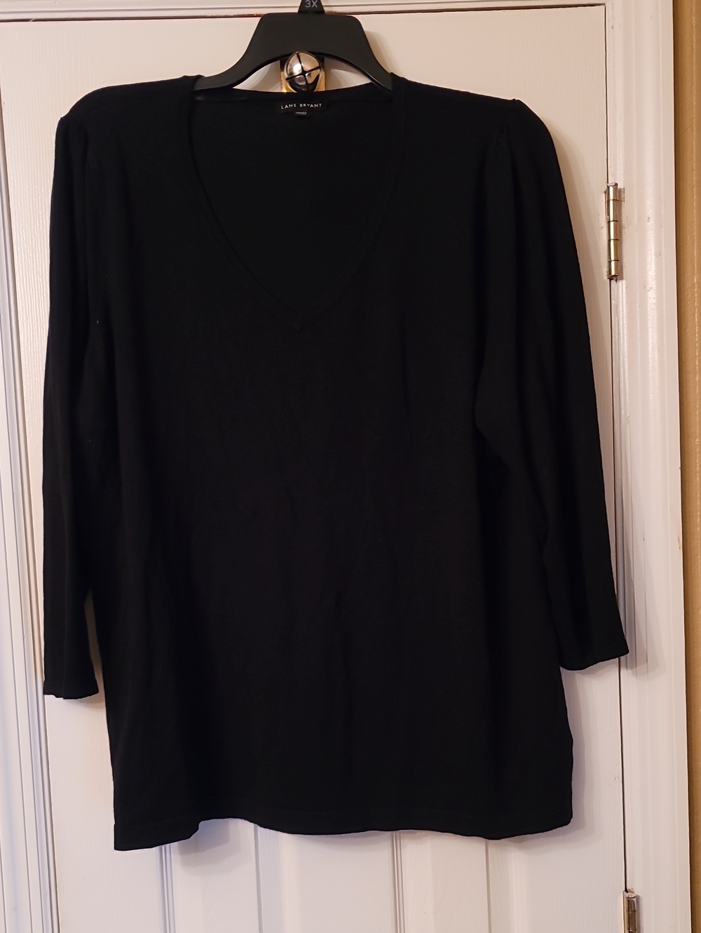 Lane Bryant Black V-Neck 3/4 Sleeve Top
